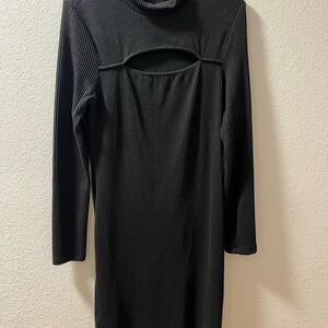 White Birch Black Ribbed Long Sleeve Dress